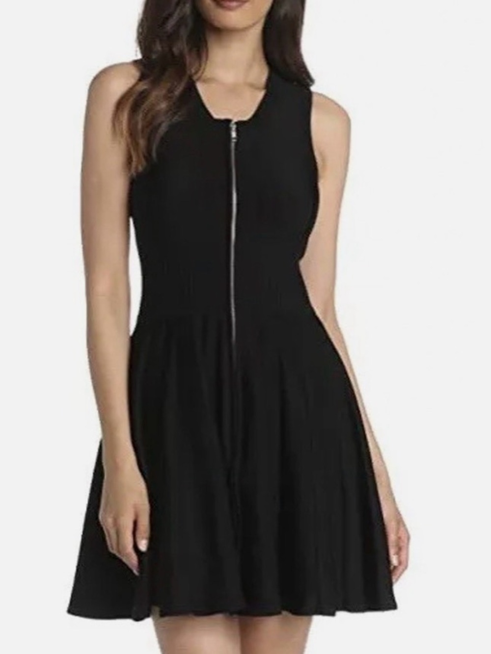 Parker Amanda Black Sleeveless Zip-Front Fit & Flare Mini Dress
